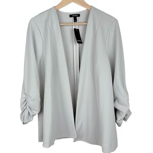 NWT Torrid Open-Front Cardigan Ruched 3/4 Sleeves Gray Size 1X (14-16) Preppy